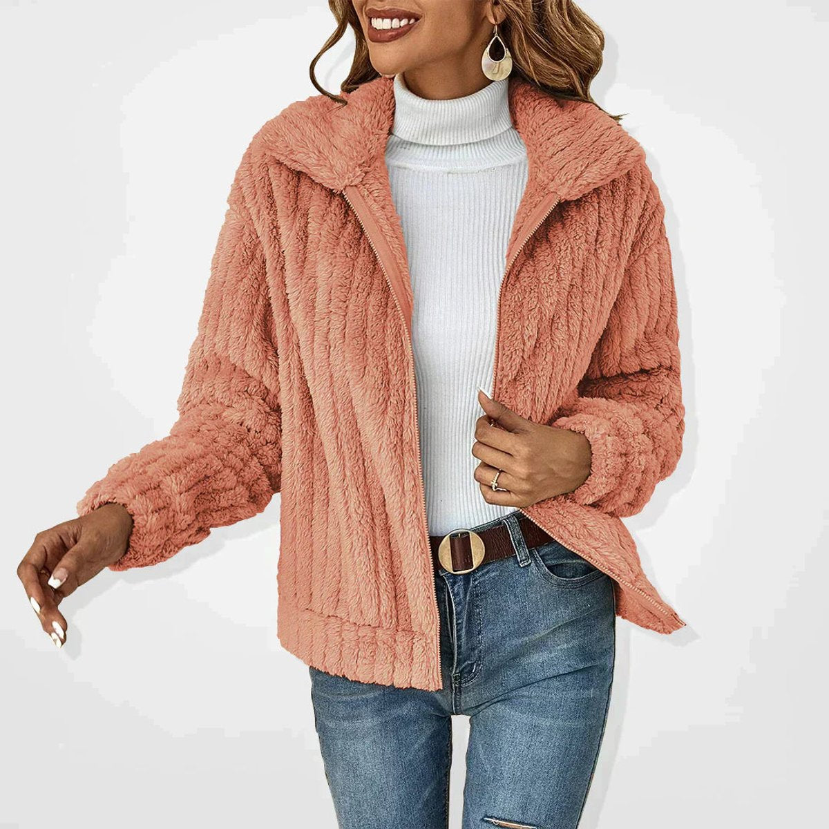 Lorna | Women's Fluffy Plush Zip-Up Sherpa Fleece Jacket