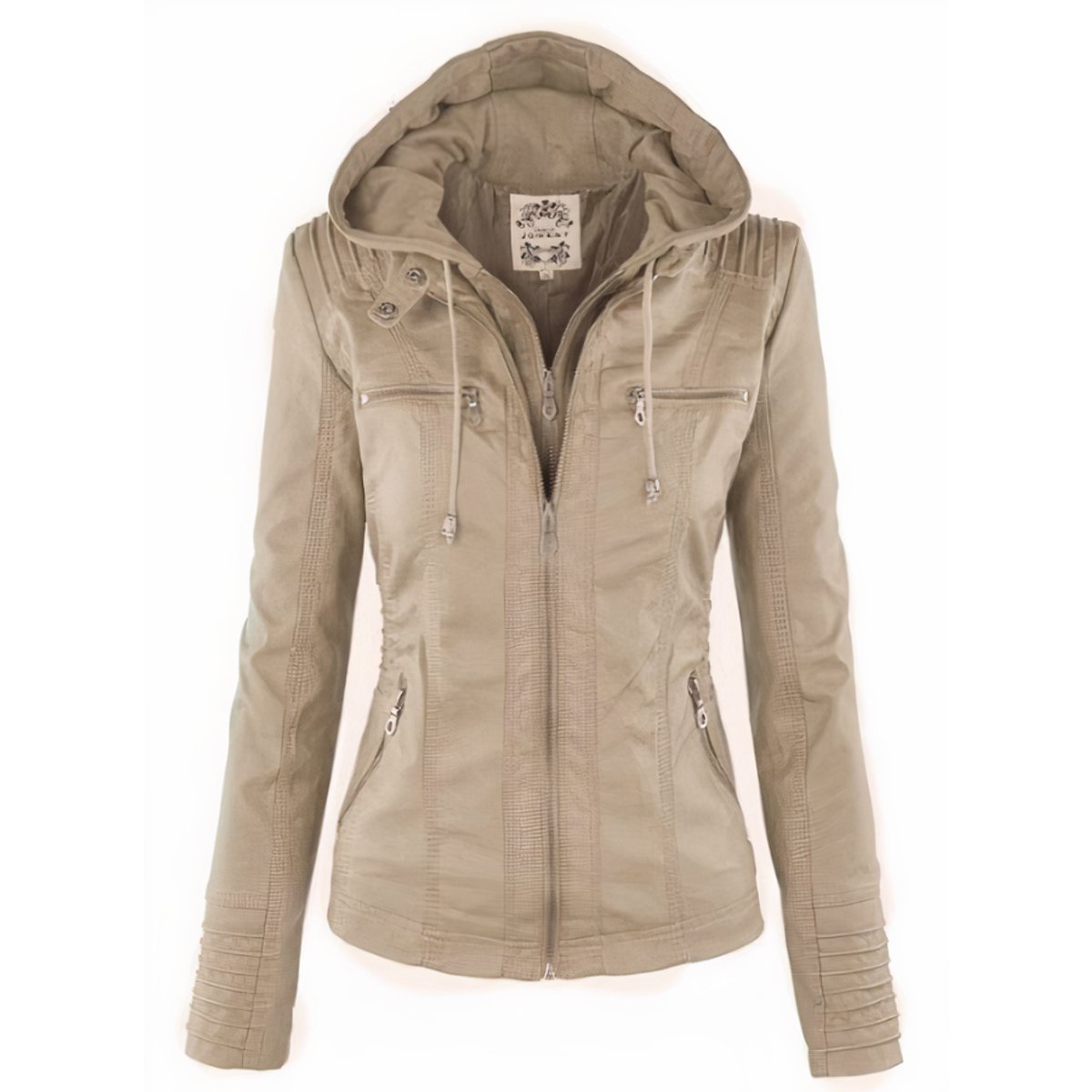 Rosalind | Women's Hooded Moto Faux Leather Removable Hood Jacket