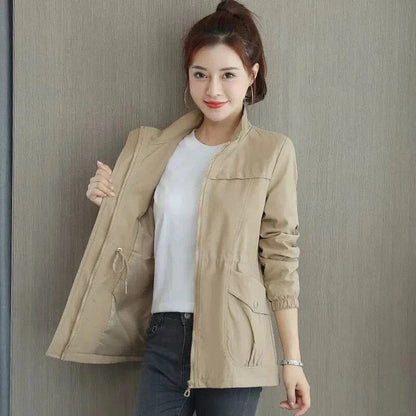 Odessa | Women's Lightweight Zip-Up Drawstring Waist Cargo Pocket Bomber Jacket
