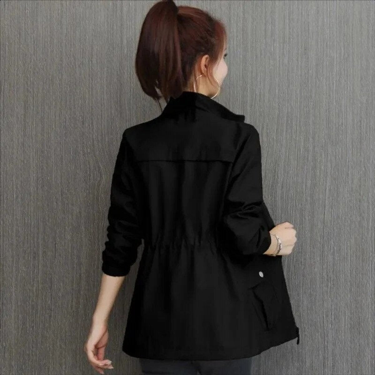 Odessa | Women's Lightweight Zip-Up Drawstring Waist Cargo Pocket Bomber Jacket
