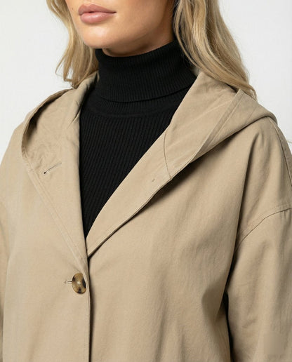 Wrenna | Women's Long Hooded Longline Trench Coat