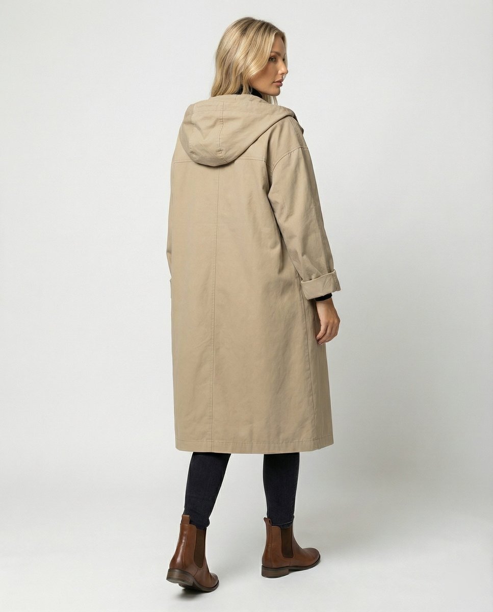 Wrenna | Women's Long Hooded Longline Trench Coat