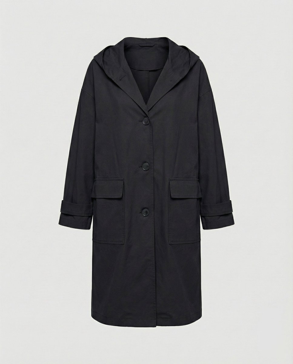 Wrenna | Women's Long Hooded Longline Trench Coat