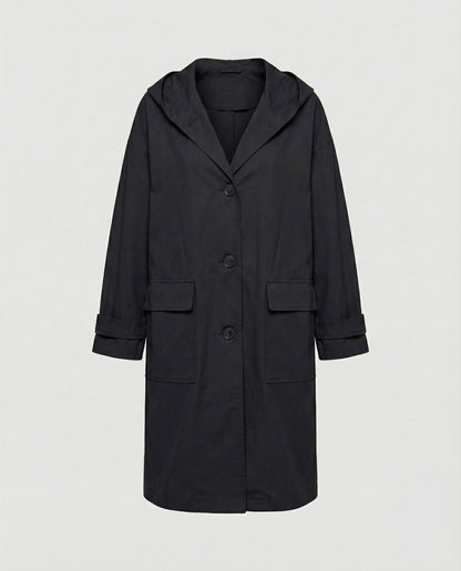 Wrenna | Women's Long Hooded Longline Trench Coat