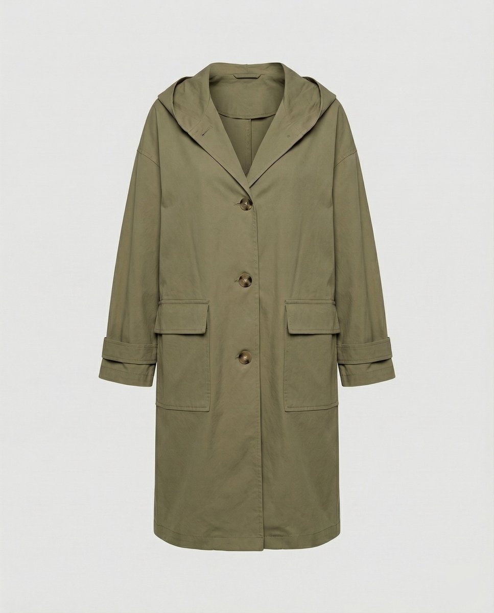 Wrenna | Women's Long Hooded Longline Trench Coat