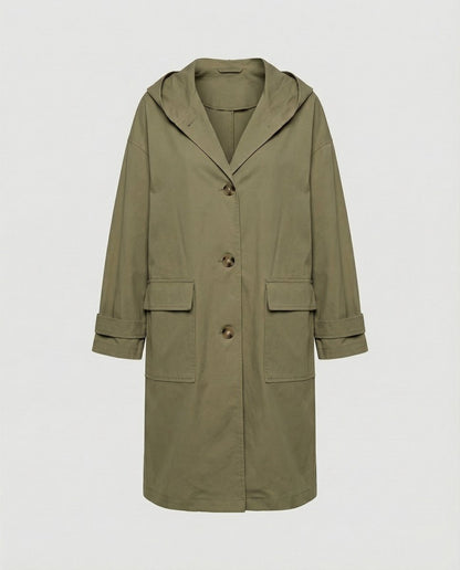 Wrenna | Women's Long Hooded Longline Trench Coat