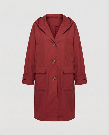 Wrenna | Women's Long Hooded Longline Trench Coat