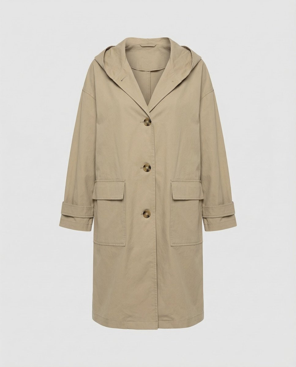 Wrenna | Women's Long Hooded Longline Trench Coat