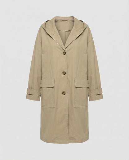 Wrenna | Women's Long Hooded Longline Trench Coat