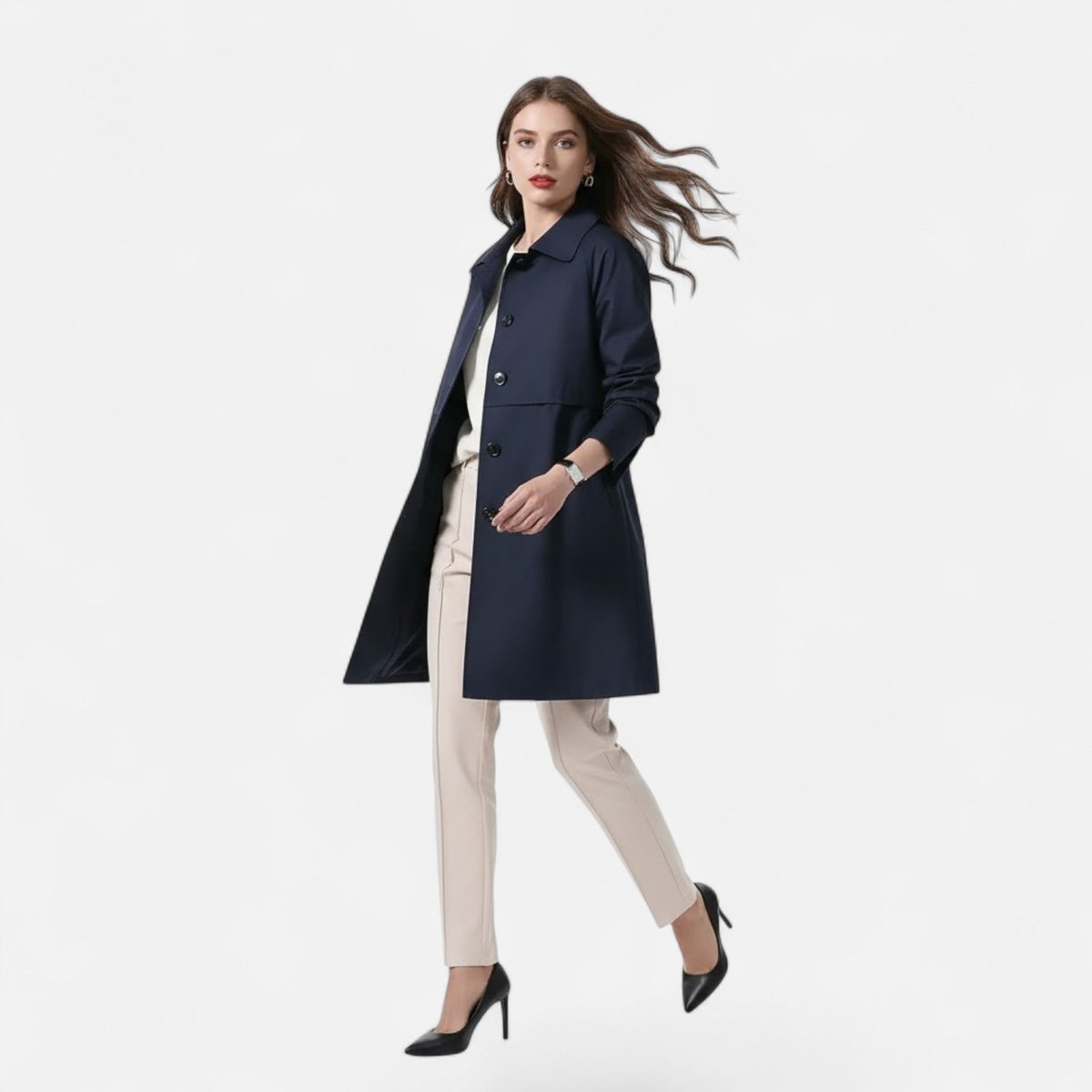 Elettra | Women's Mid-Length Double-Breasted Trench Coat