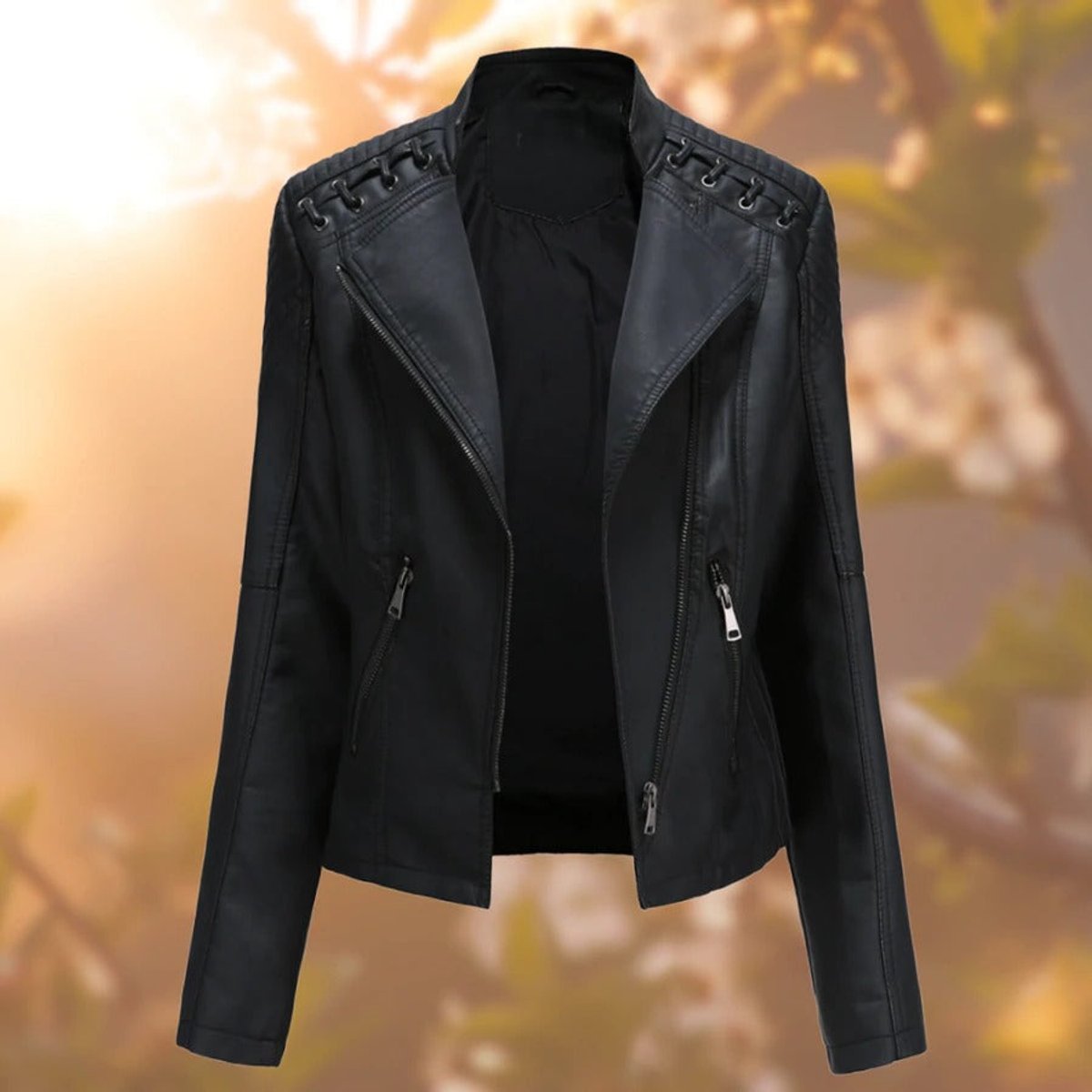 Rosalind | Women's Moto Zip-Up Faux Leather Biker Jacket
