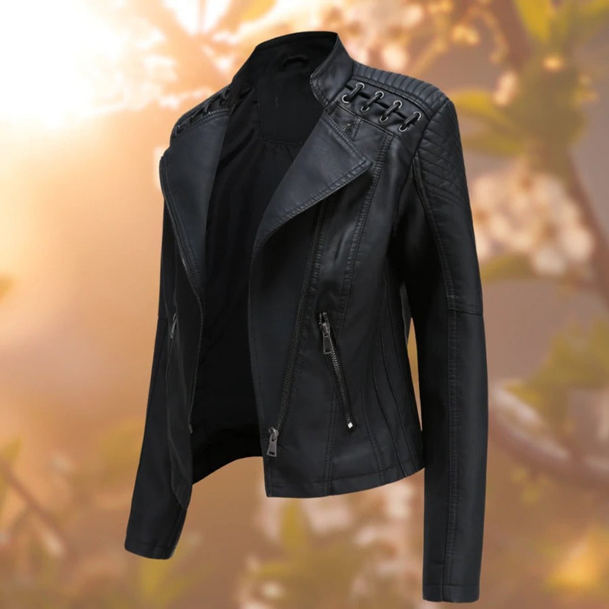 Rosalind | Women's Moto Zip-Up Faux Leather Biker Jacket