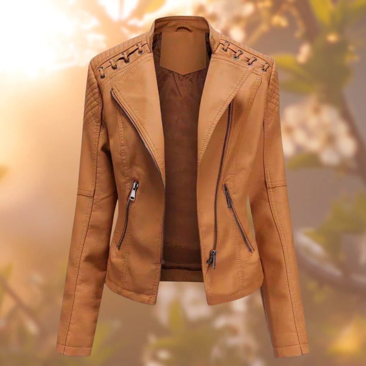 Rosalind | Women's Moto Zip-Up Faux Leather Biker Jacket