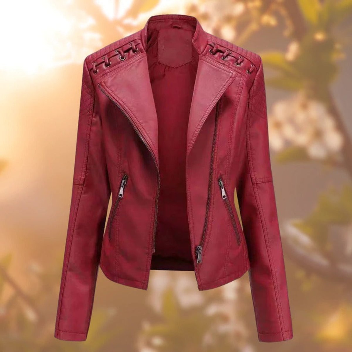 Rosalind | Women's Moto Zip-Up Faux Leather Biker Jacket