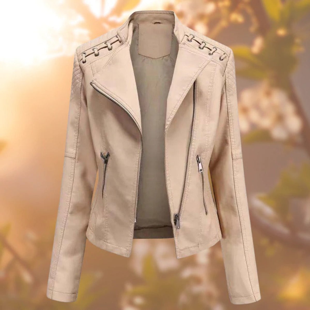 Rosalind | Women's Moto Zip-Up Faux Leather Biker Jacket