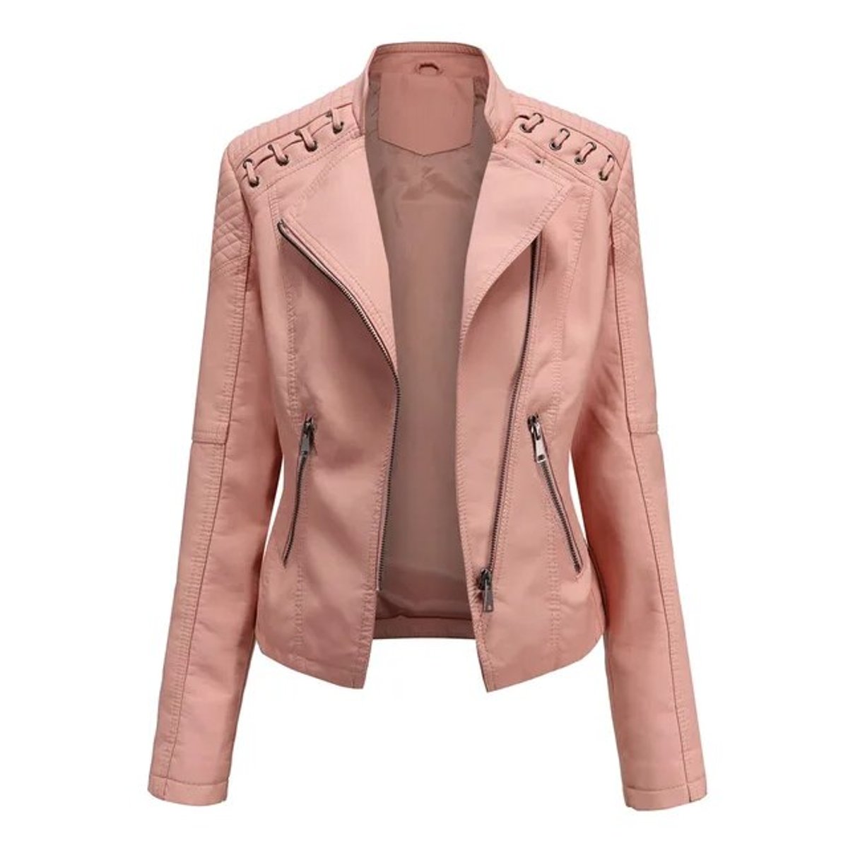 Rosalind | Women's Moto Zip-Up Faux Leather Biker Jacket