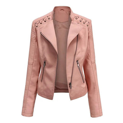 Rosalind | Women's Moto Zip-Up Faux Leather Biker Jacket