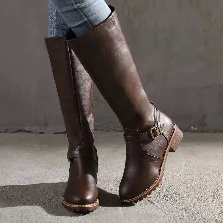 Freya | Women's Knee-High Buckle Zip-Up Riding Boot