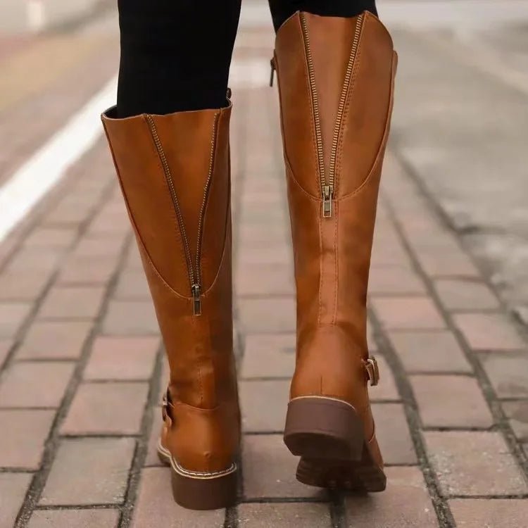 Freya | Women's Knee-High Buckle Zip-Up Riding Boot