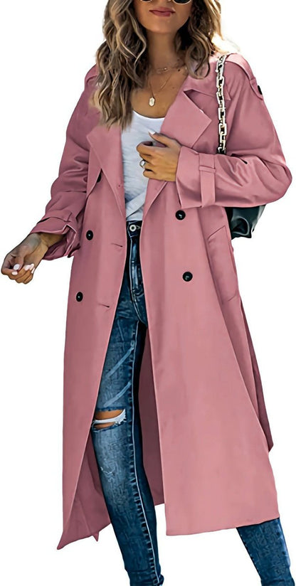 Cassian | Women's Oversized Double-Breasted Belted Longline Trench Coat