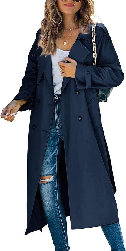 Cassian | Women's Oversized Double-Breasted Belted Longline Trench Coat