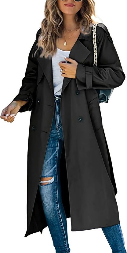 Cassian | Women's Oversized Double-Breasted Belted Longline Trench Coat