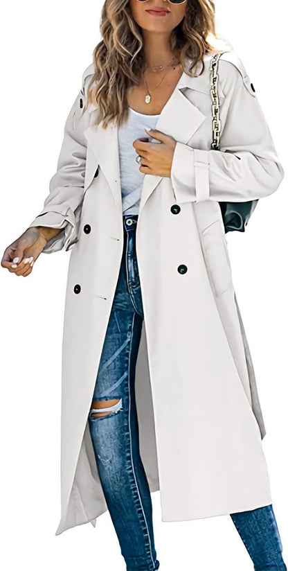 Cassian | Women's Oversized Double-Breasted Belted Longline Trench Coat