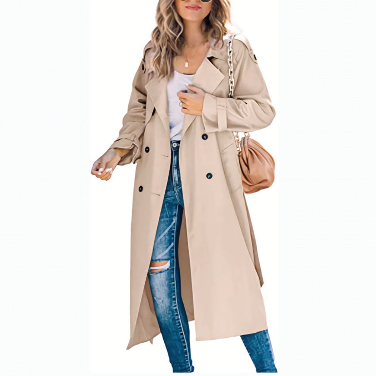Cassian | Women's Oversized Double-Breasted Belted Longline Trench Coat