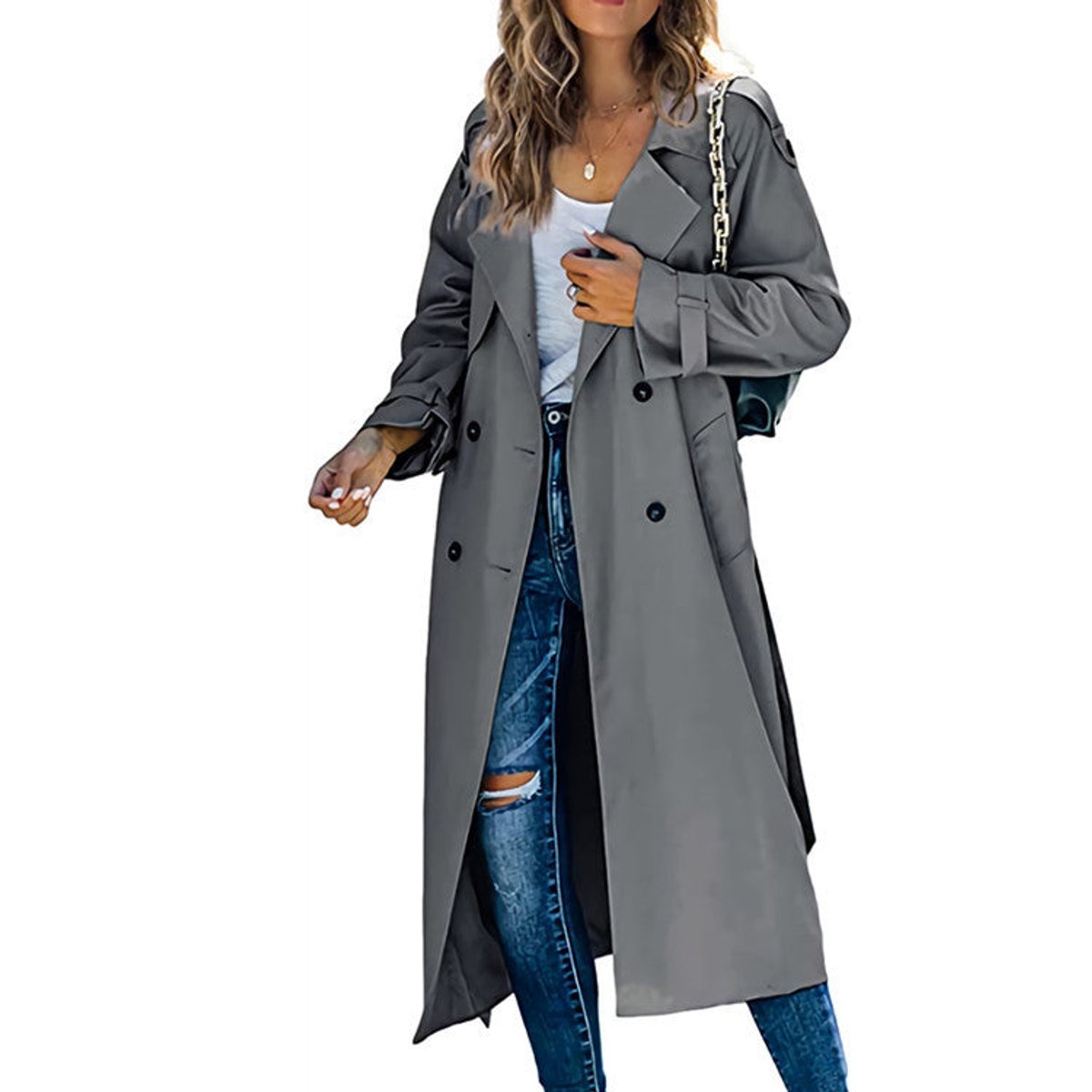 Cassian | Women's Oversized Double-Breasted Belted Longline Trench Coat