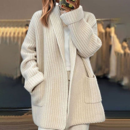 Cordelia | Women's Oversized Open-Front Scarf Collar Knit Cardigan