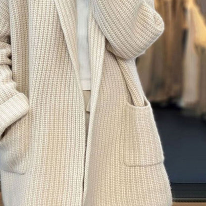 Cordelia | Women's Oversized Open-Front Scarf Collar Knit Cardigan