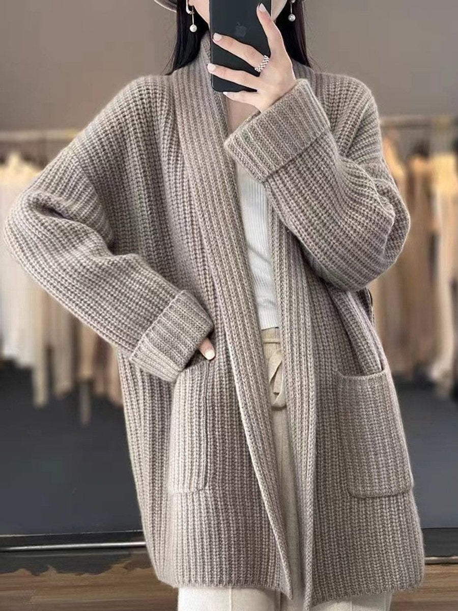 Cordelia | Women's Oversized Open-Front Scarf Collar Knit Cardigan