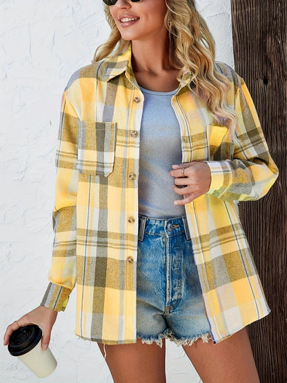 Rosalind | Women's Oversized Plaid Flannel Long Sleeve Button-Up Shirt