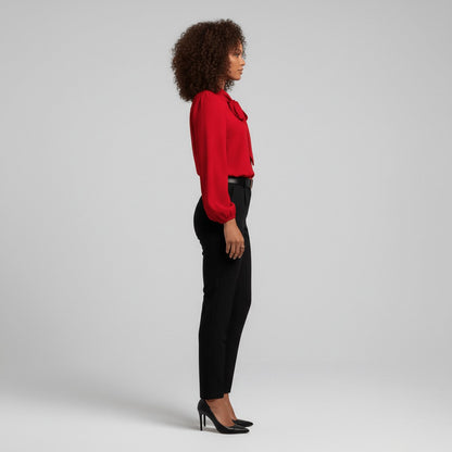 Rosamund | Women's Relaxed-Fit Bow-Tie Neck Long-Sleeve Blouse