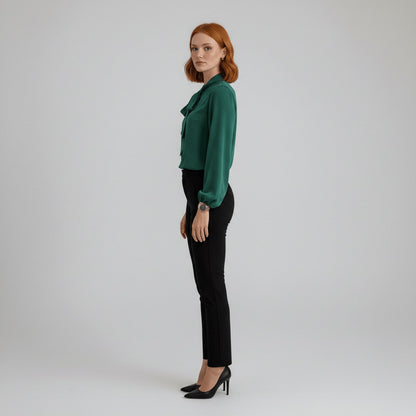 Rosamund | Women's Relaxed-Fit Bow-Tie Neck Long-Sleeve Blouse