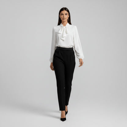 Rosamund | Women's Relaxed-Fit Bow-Tie Neck Long-Sleeve Blouse