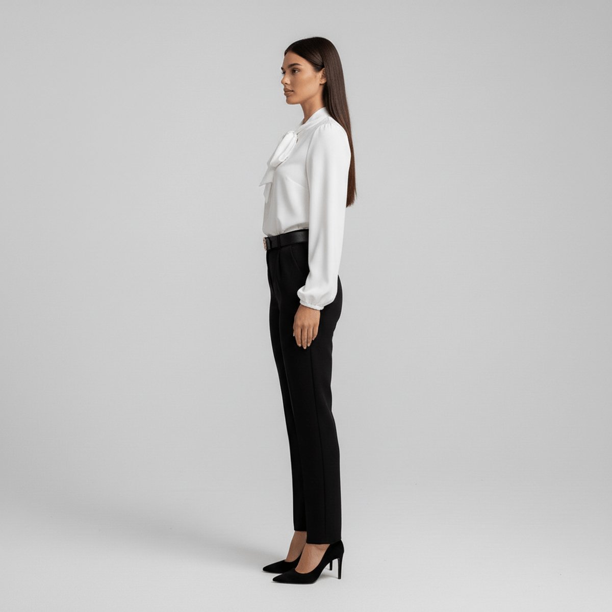 Rosamund | Women's Relaxed-Fit Bow-Tie Neck Long-Sleeve Blouse