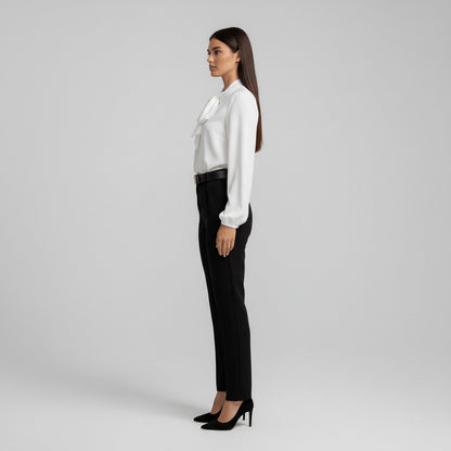 Rosamund | Women's Relaxed-Fit Bow-Tie Neck Long-Sleeve Blouse