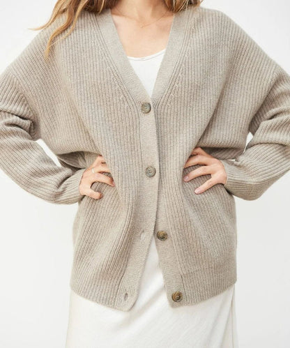 Rosalind | Women's Relaxed-Fit V-Neck Ribbed Button-Front Cardigan