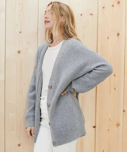 Rosalind | Women's Relaxed-Fit V-Neck Ribbed Button-Front Cardigan