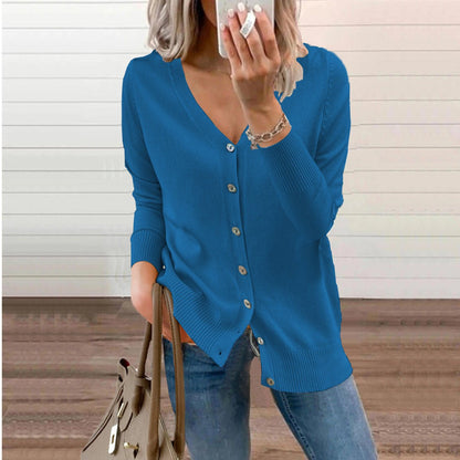 Verity | Women's V-Neck Button-Front Long Sleeve Knit Cardigan
