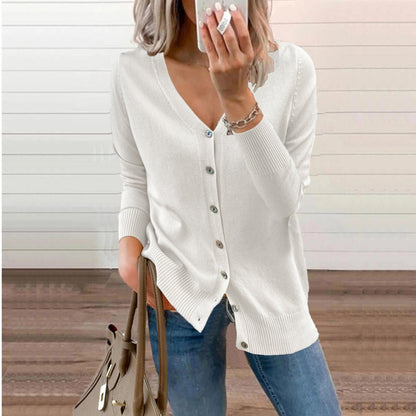 Verity | Women's V-Neck Button-Front Long Sleeve Knit Cardigan