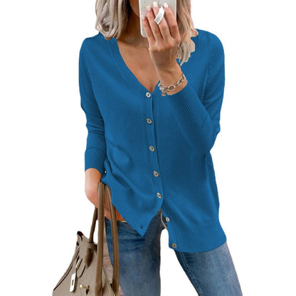 Verity | Women's V-Neck Button-Front Long Sleeve Knit Cardigan