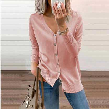 Verity | Women's V-Neck Button-Front Long Sleeve Knit Cardigan