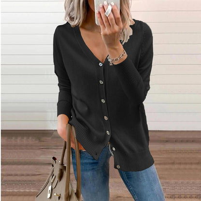 Verity | Women's V-Neck Button-Front Long Sleeve Knit Cardigan