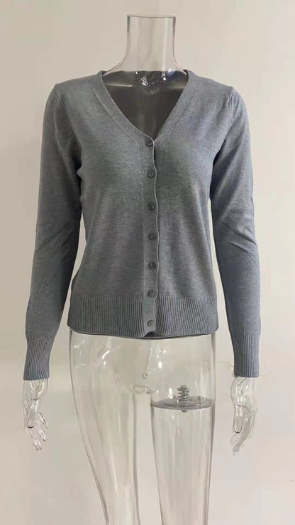 Verity | Women's V-Neck Button-Front Long Sleeve Knit Cardigan