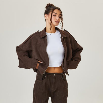 Bexley | Women's Oversized Faux Suede Bomber Jacket