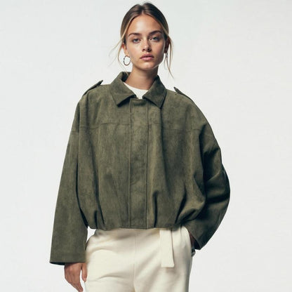 Bexley | Women's Oversized Faux Suede Bomber Jacket