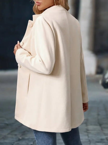 Layla | Stand Collar Button Front Fitted Mid Length Wool Blend Coat