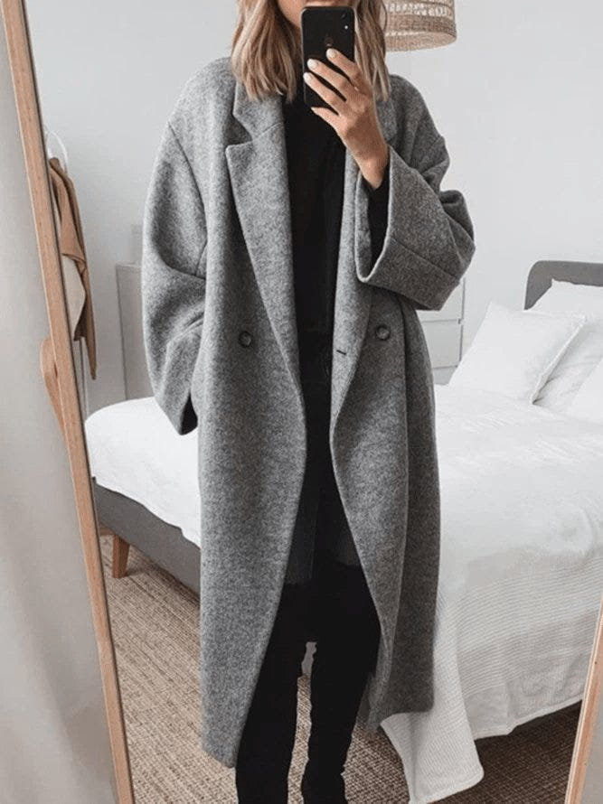 Marlowetta | Women's Wool Blend Double Breasted Oversized Long Coat